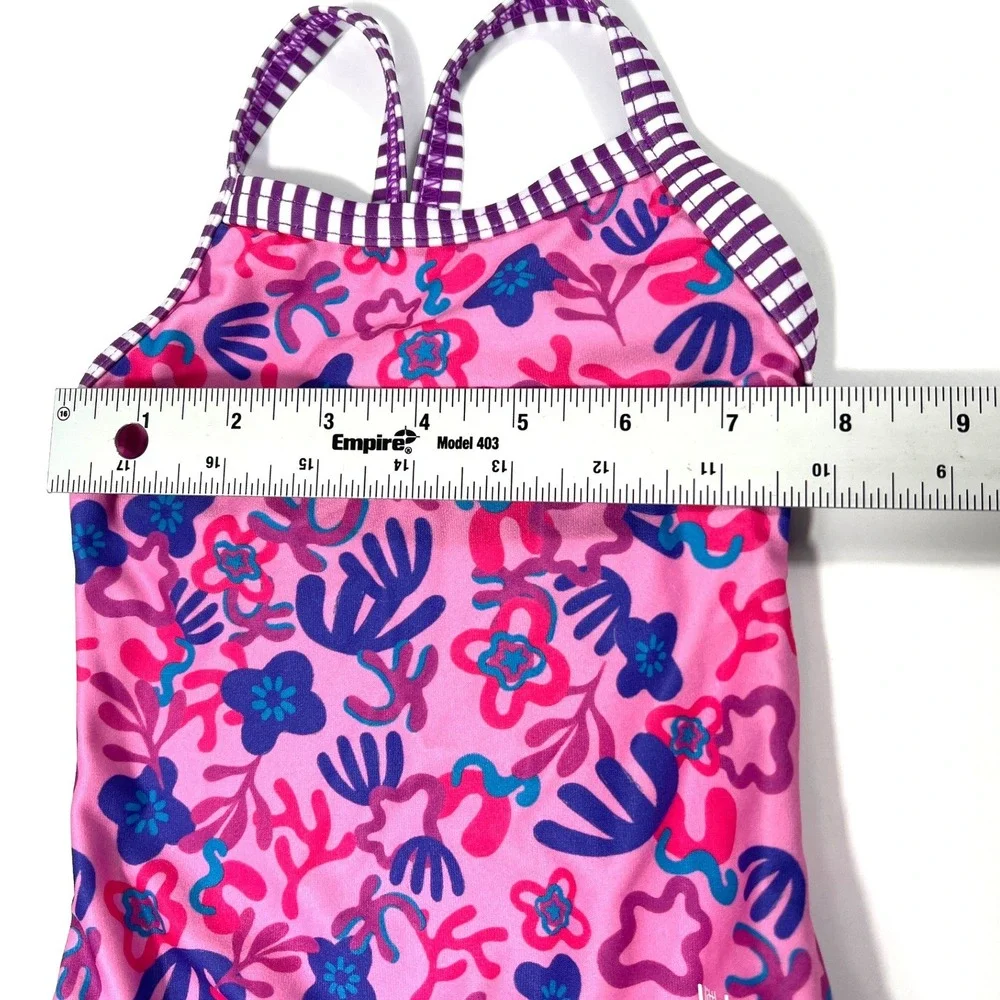 Dolfin Girls Sunshine One Piece Swimsuit 2T Pink Floral UPF 50 Beach Summer‎ EUC